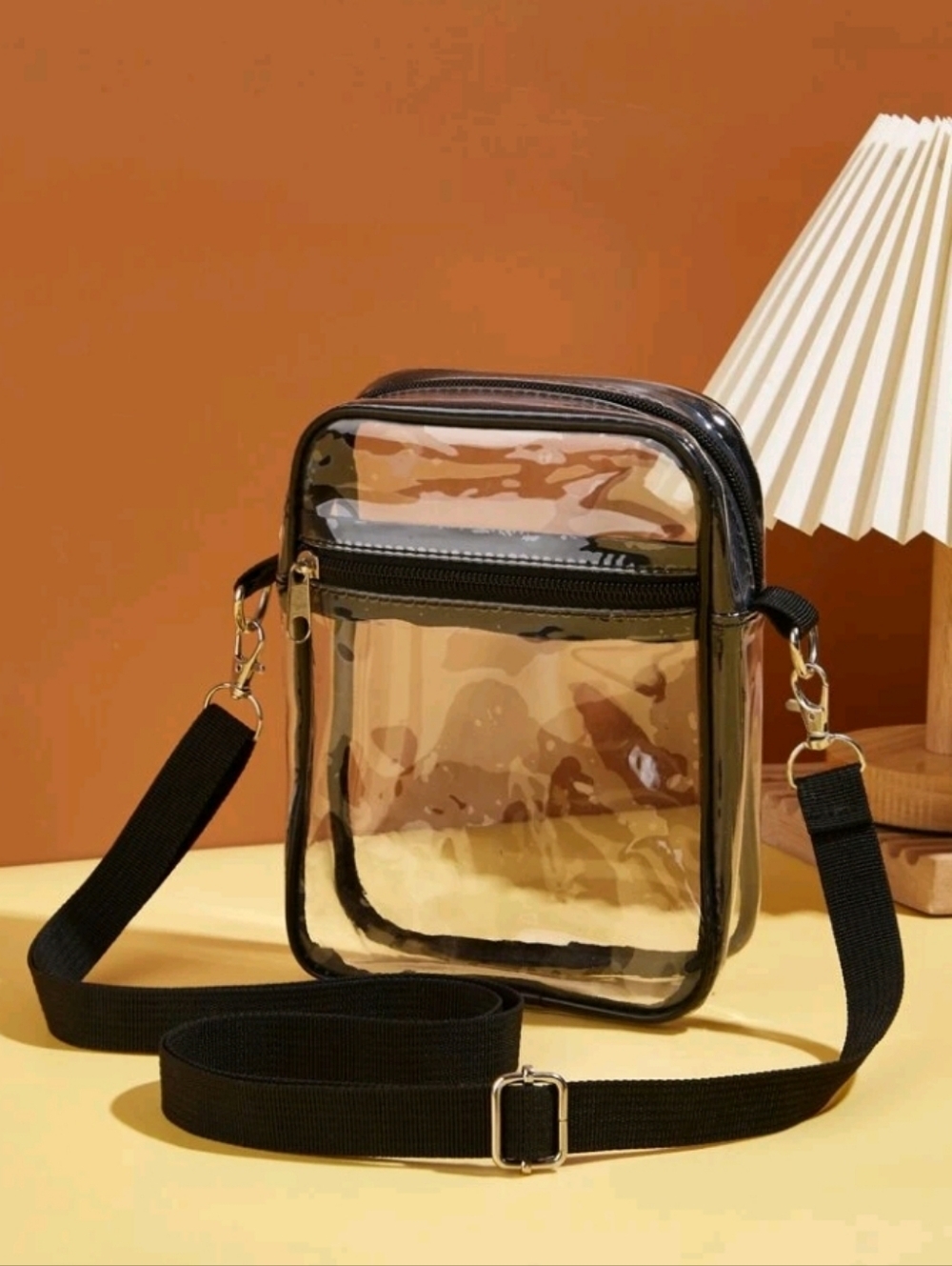Clear Transparent Crossbody with Black Trim Stadium Festival Concert Vinyl Bag